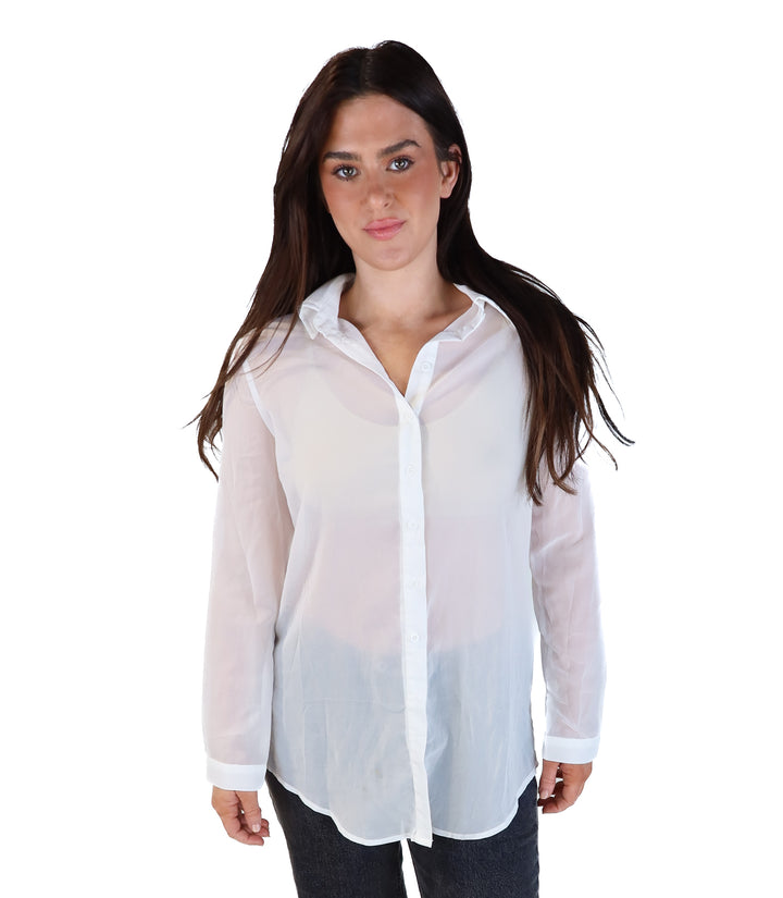 Pretty little thing white sheer button up (2)