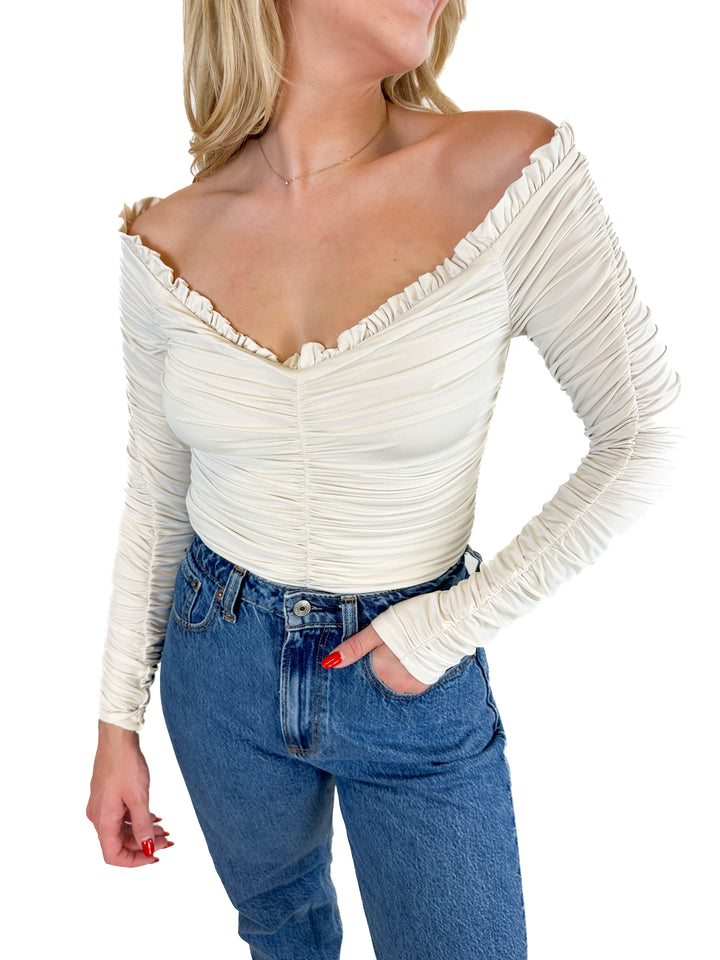 Express Contour Compression Ruched Bodysuit (XS)