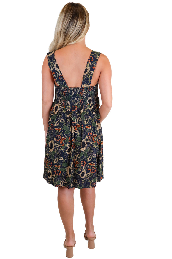 Natural Life navy/green/orange floral mini dress NWT (S)