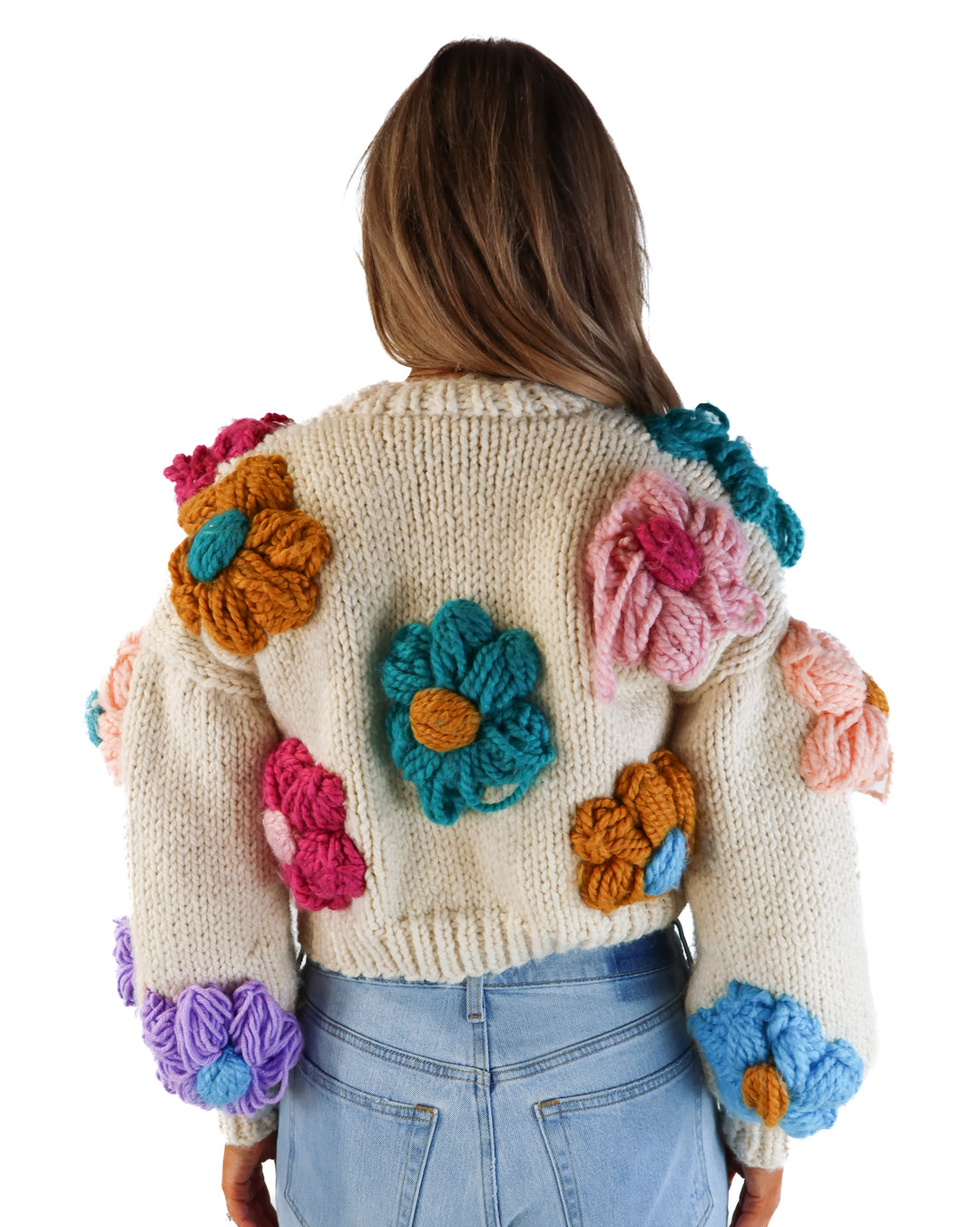 Myracle chunky floral knit cardigan (s; retails for $140)