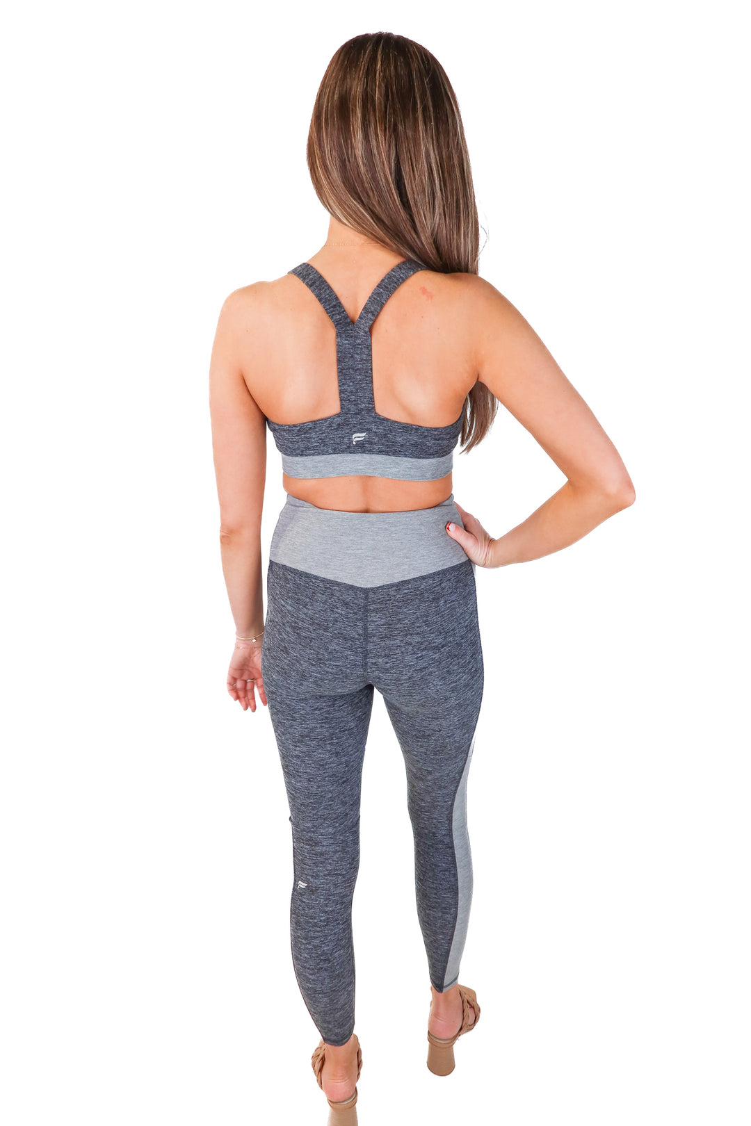 fabletics heathered grey active set (s; retail $100)