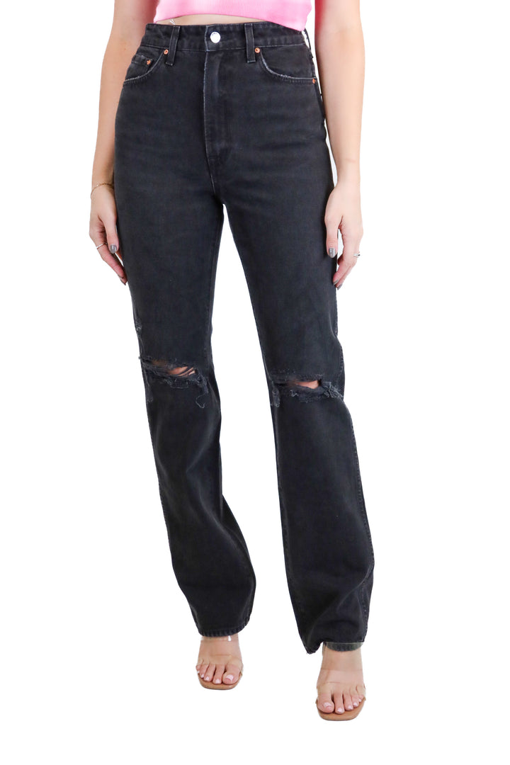 Grlfrnd Black Distressed High Waist Jeans NWT (26; retail $235)