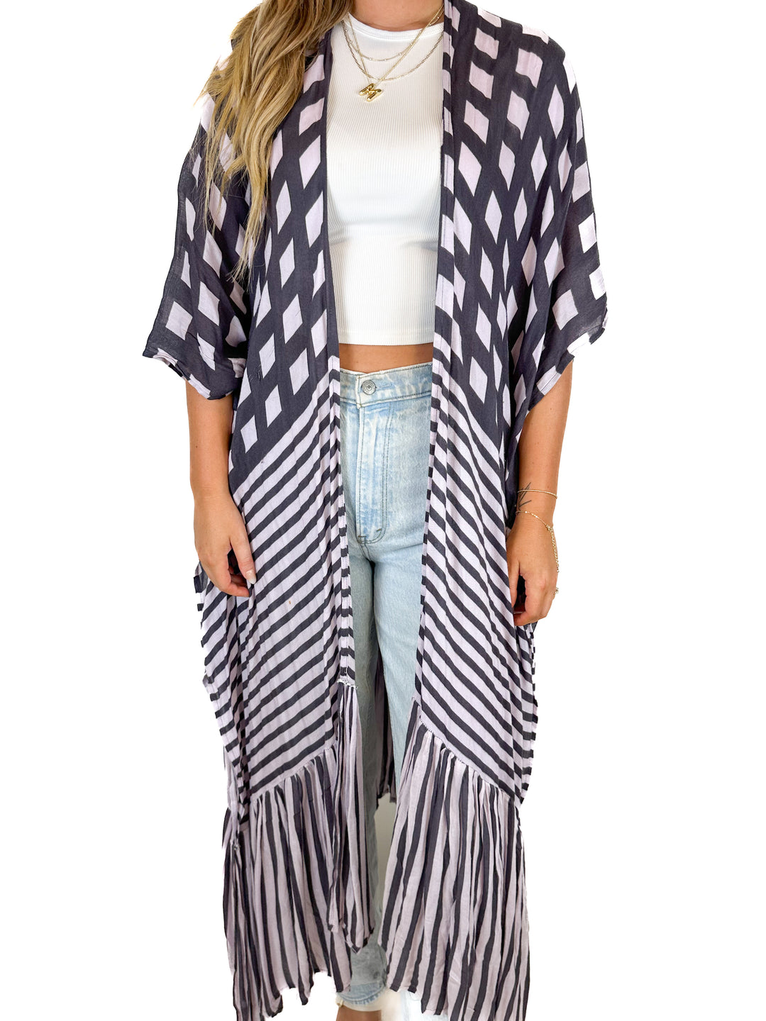 Free People Checker and Striped Caftan (O/S)