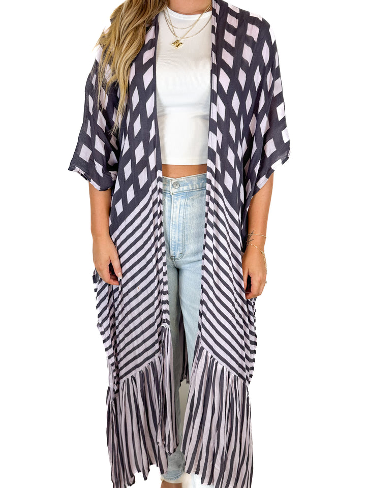 Free People Checker and Striped Caftan (O/S)