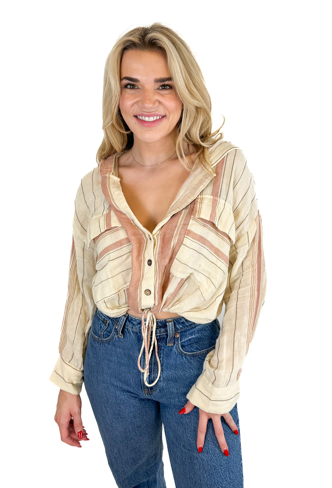Free People Striped Hoodie (XS)