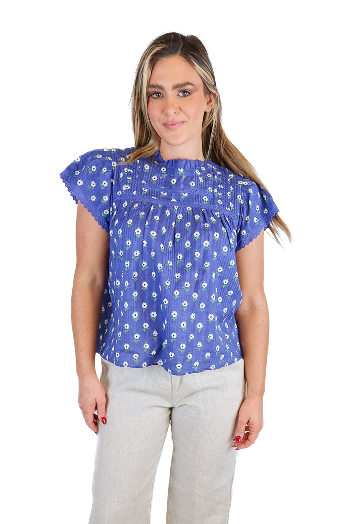 Ophelia & Indigo blue floral top NWT (S)