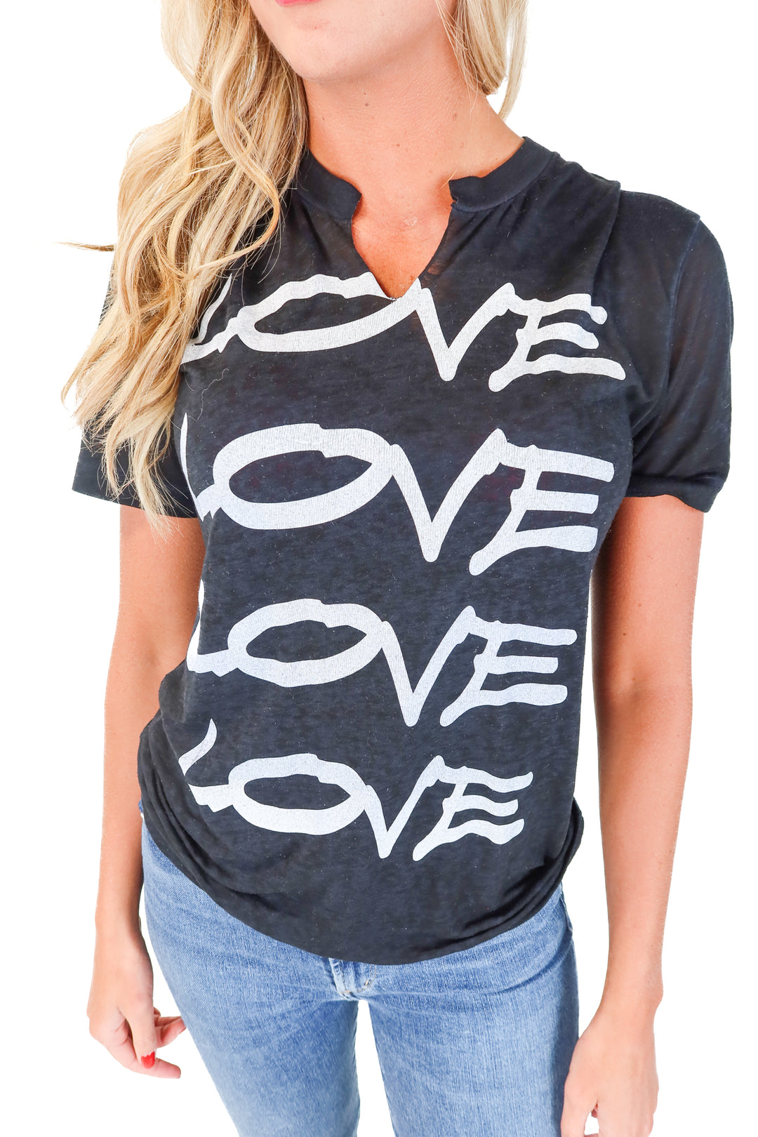 JET by John Eshaya Washed Black Love Graphic Tee (S)