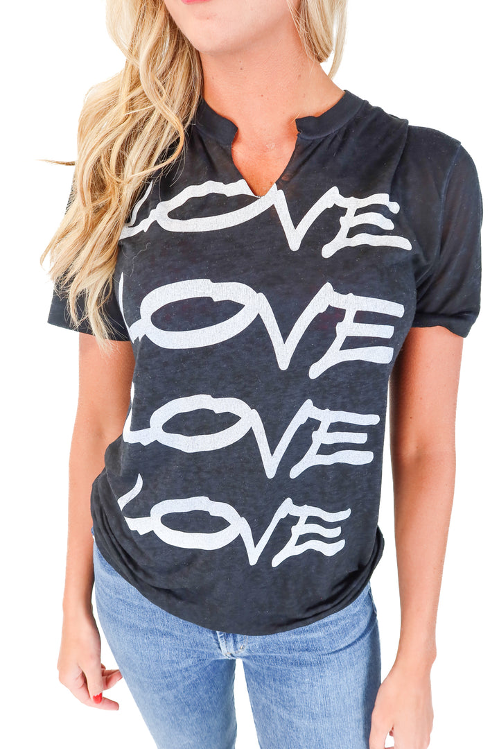 JET by John Eshaya Washed Black Love Graphic Tee (S)
