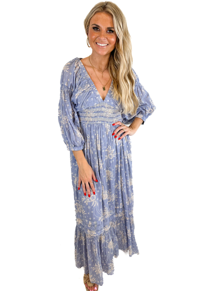 Free People Floral Print Light Blue Dress (XS)