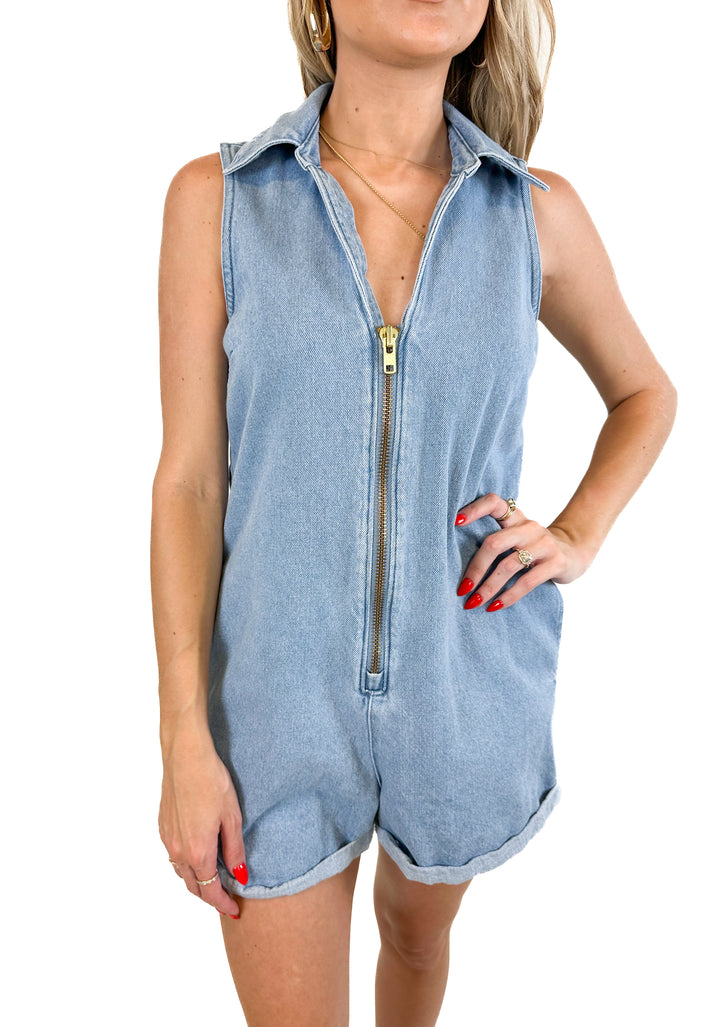 Show Me Your Mumu Blue Reno Romper (XS)