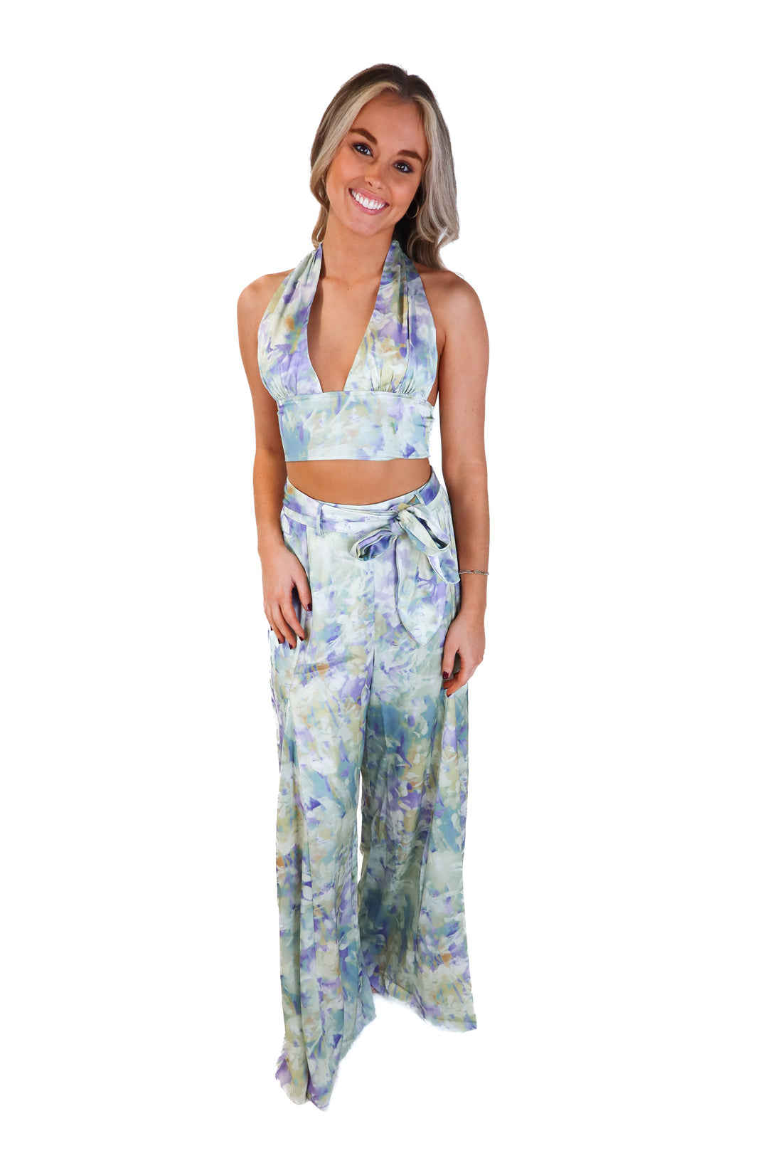 12th tribe printed satin set NWT (s; retail $100)