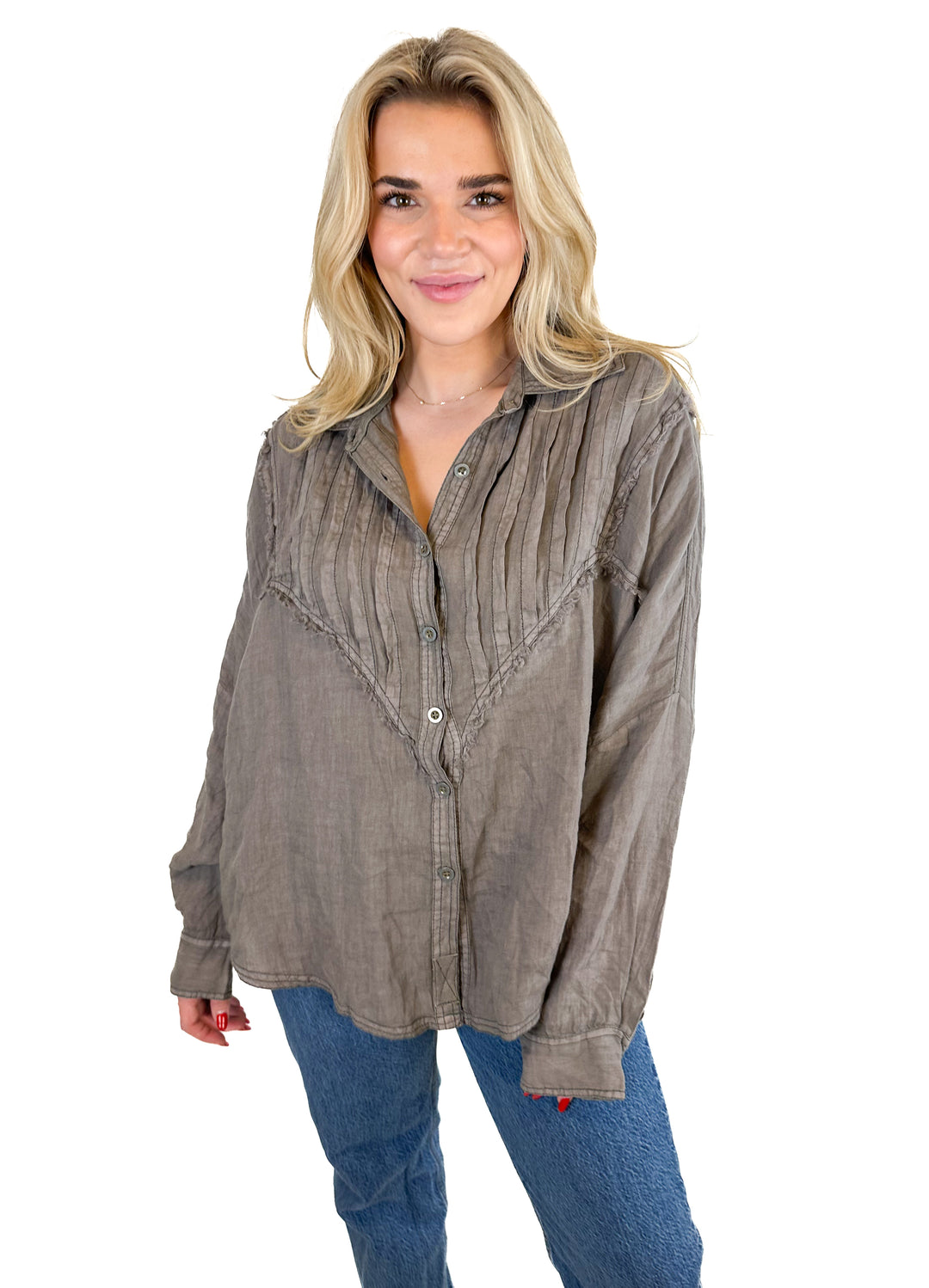 Free People Tucked Up Linen Shirt NWT (XS**; retail $168)