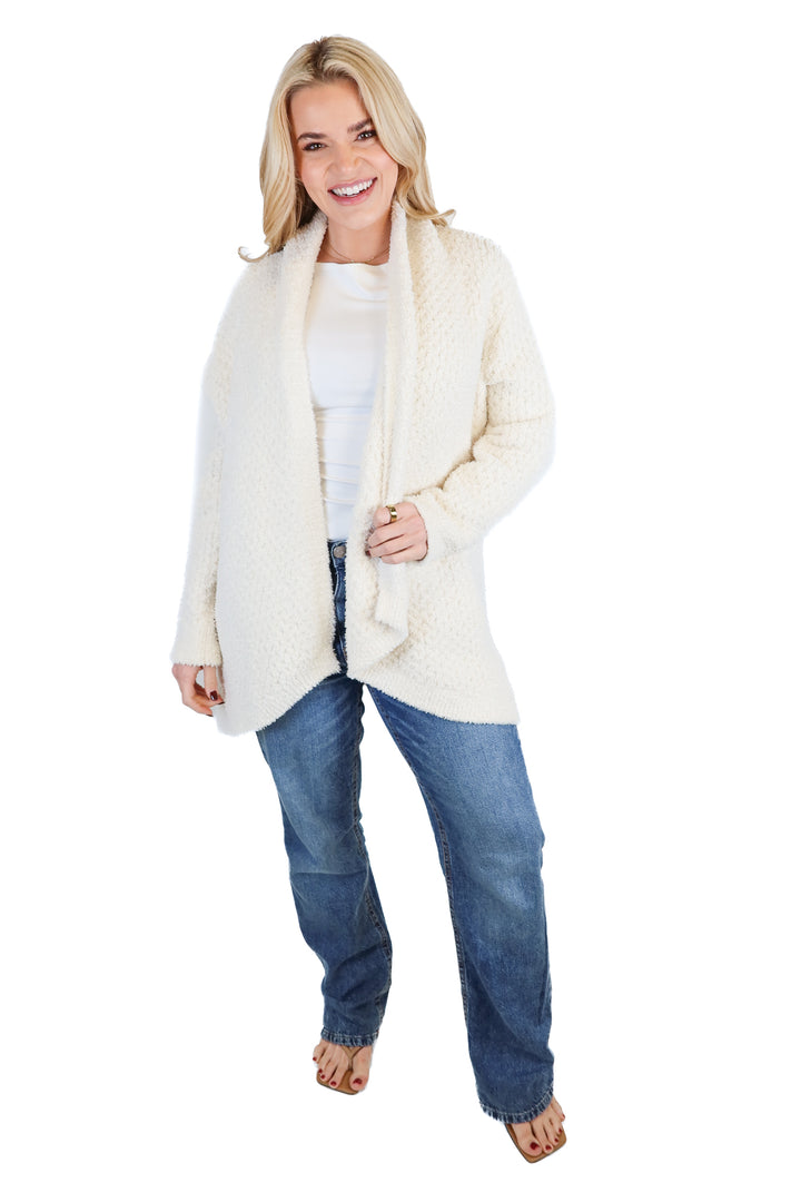 barefoot dreams cream cardigan (m; retail $125)