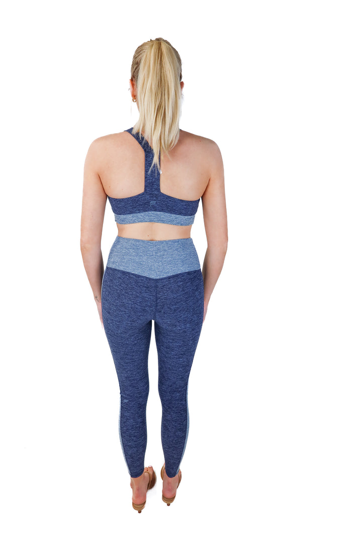 fabletics blue heathered active set (s; retail $100)