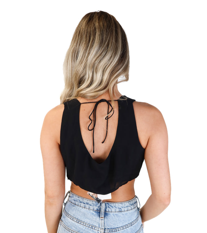 Nbd black beaded cowl neck tank NWT (s; retail $158)