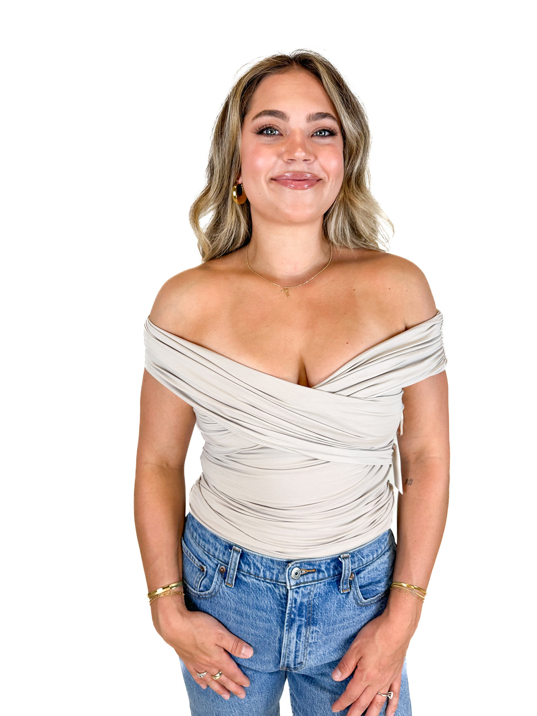 Abercrombie Taupe Draped Top NWT (S)