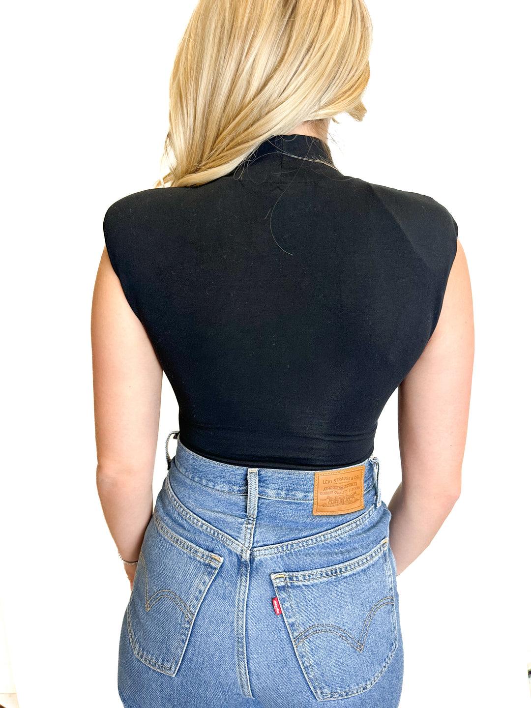 Good American Black Mock Neck Bodysuit (1)