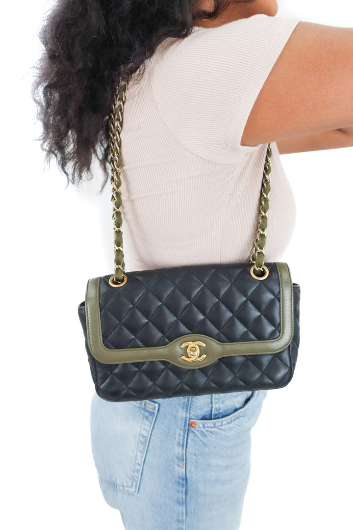 Chanel Two-Tone Single Flap Quilted Lambskin Bag (est. retail $8,900)