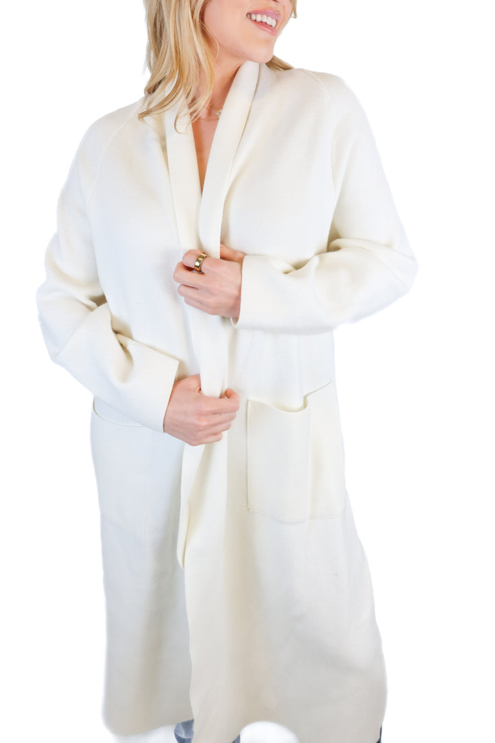 zara white thick kit cardigan (s; retail $89.90)