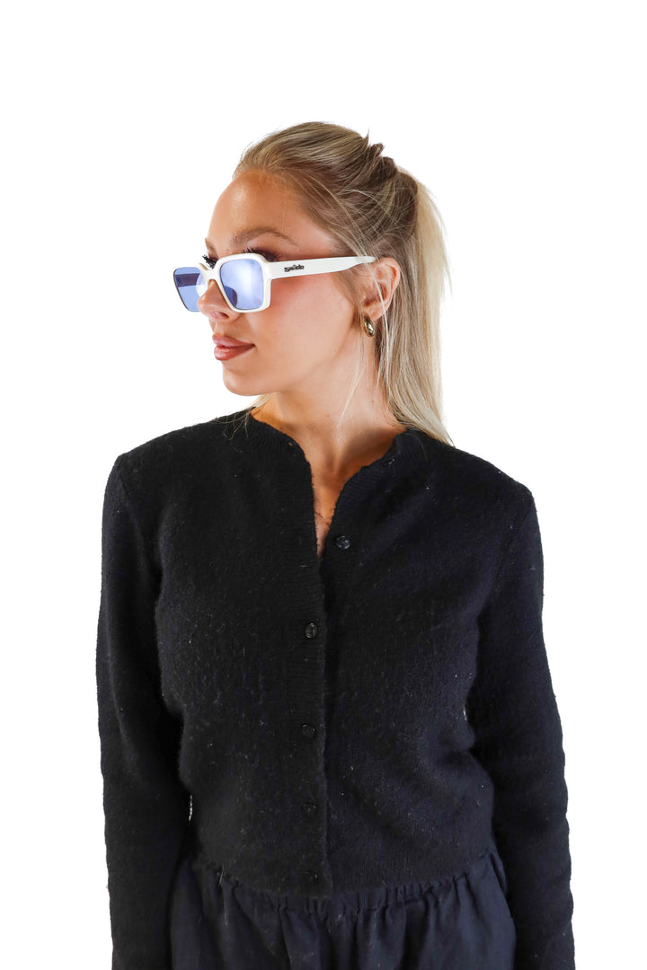 Szade sunglasses with blue lens (retails for $80)