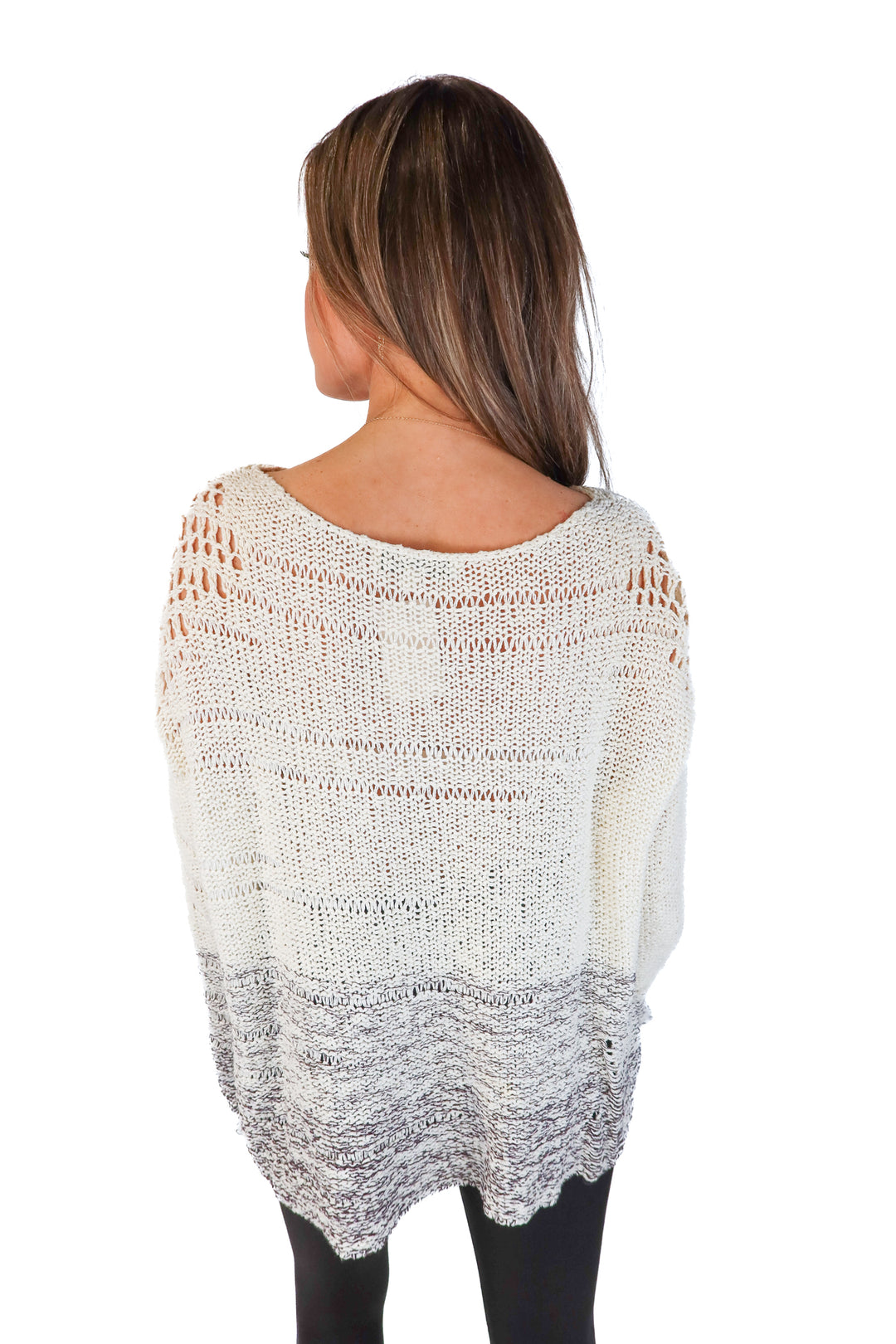 Elizabeth and James Cream/Brown Colorblock Sweater (M)