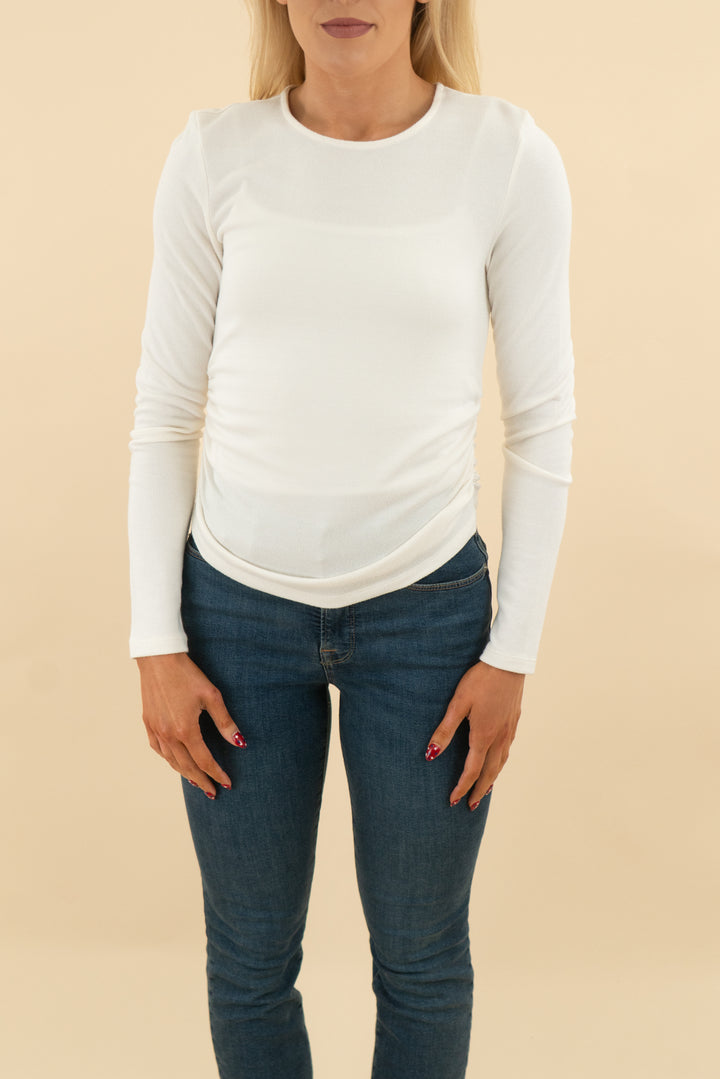 banana republic ivory Soft Luxe Side Ruched long sleeve Top (s; retail $60)
