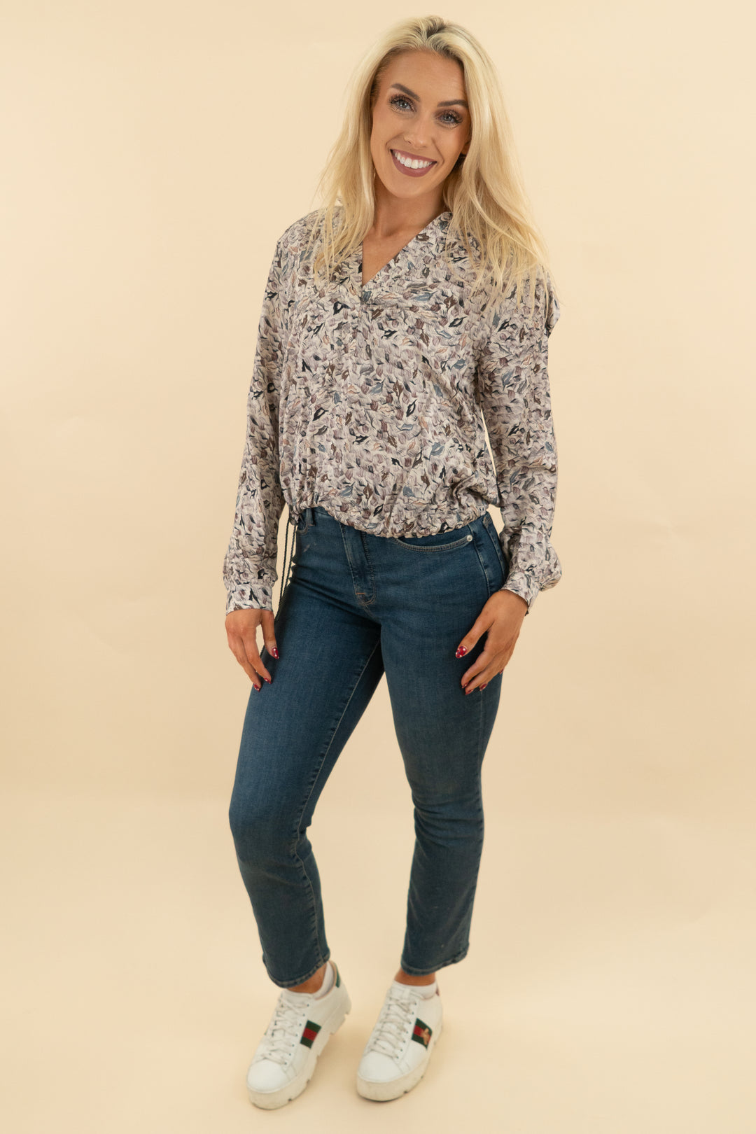 burning torch silk blend abstract blouse (s; retail $175)