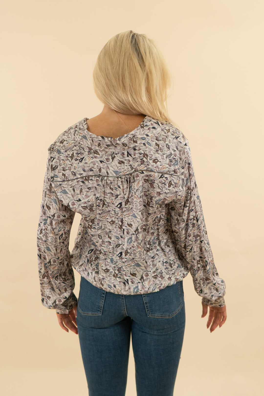 burning torch silk blend abstract blouse (s; retail $175)