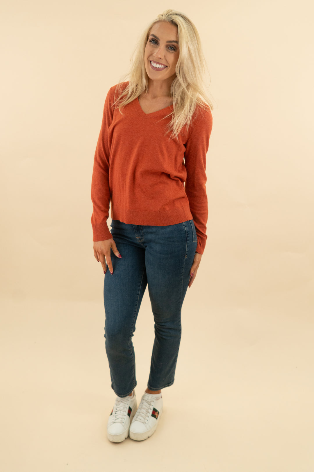 nordstrom rack orange sweater (s; retail $55)