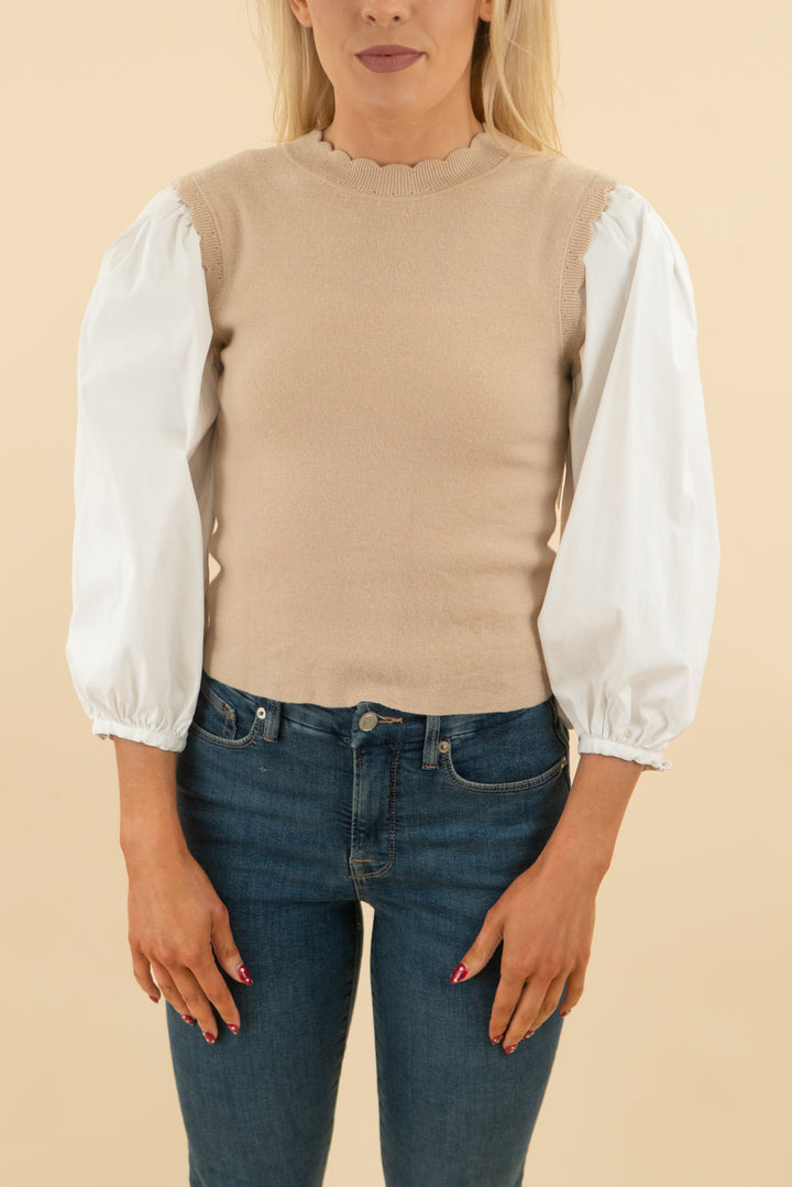 cream white puff sleeve top (s; retail $45)