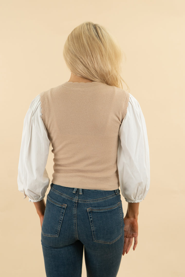 cream white puff sleeve top (s; retail $45)