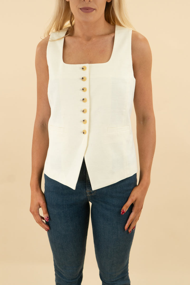talbots cream tweed sleeveless vest (4; retail $64)