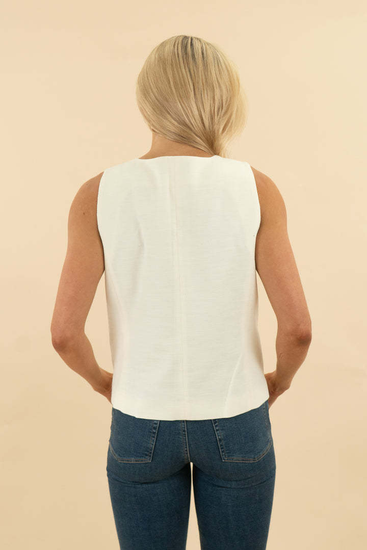 talbots cream tweed sleeveless vest (4; retail $64)