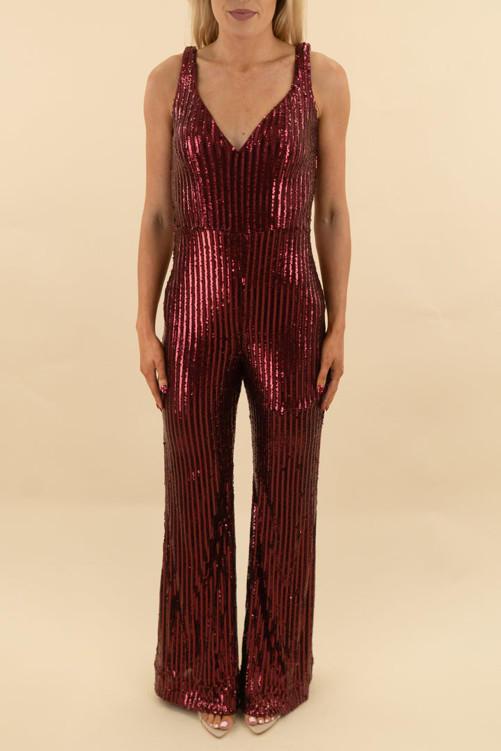 la femme burgundy sequin v neck jumpsuit (4)