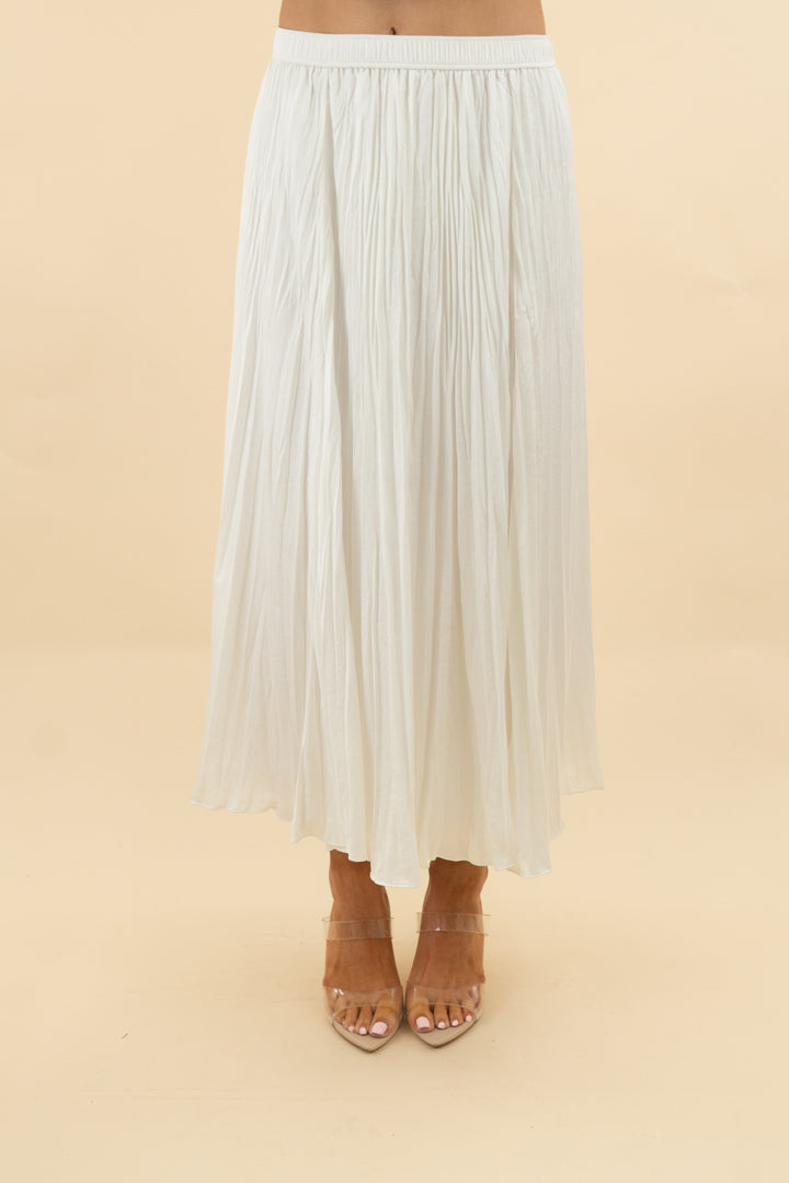 white label white pleated midi skirt (4; retail $495)