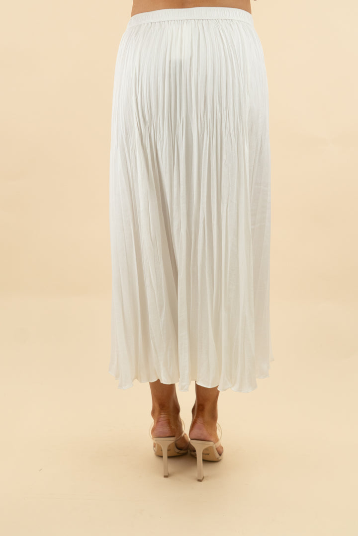 white label white pleated midi skirt (4; retail $495)
