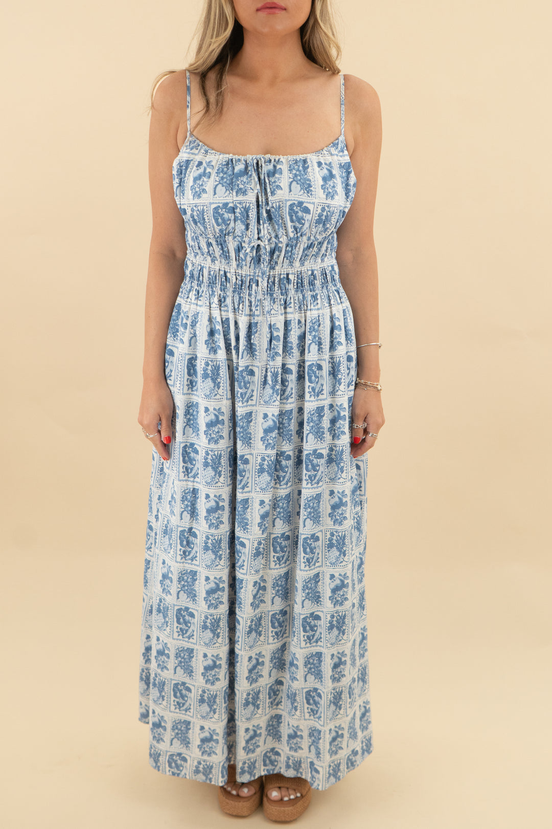 abercrombie & fitch blue and white patterned dress (s; retail $110)