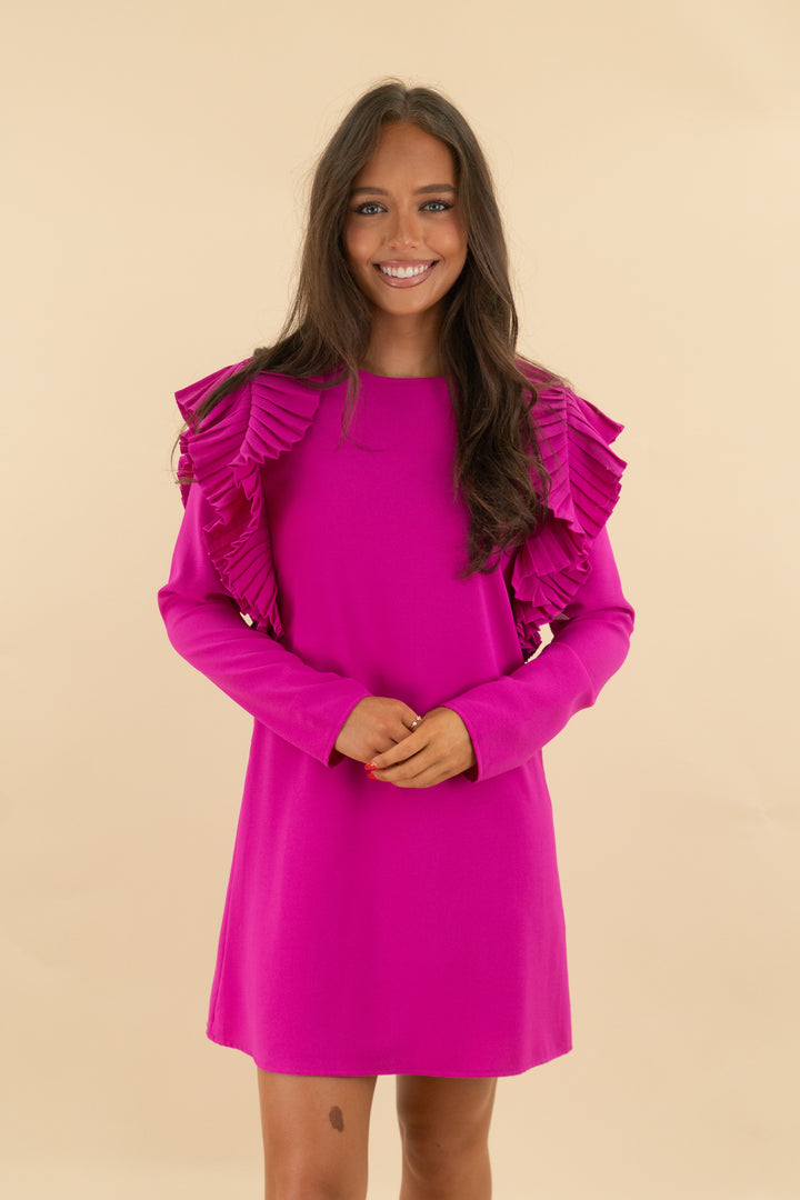 glam magenta long sleeve dress (s; retail $64)