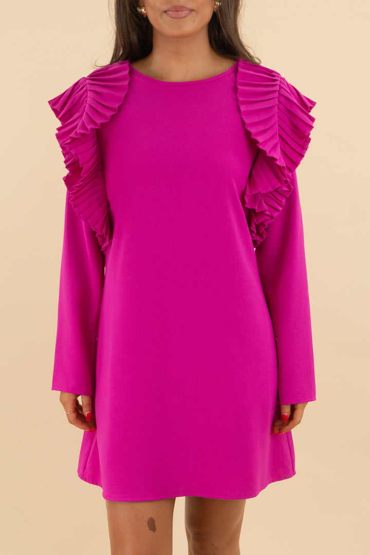 glam magenta long sleeve dress (s; retail $64)