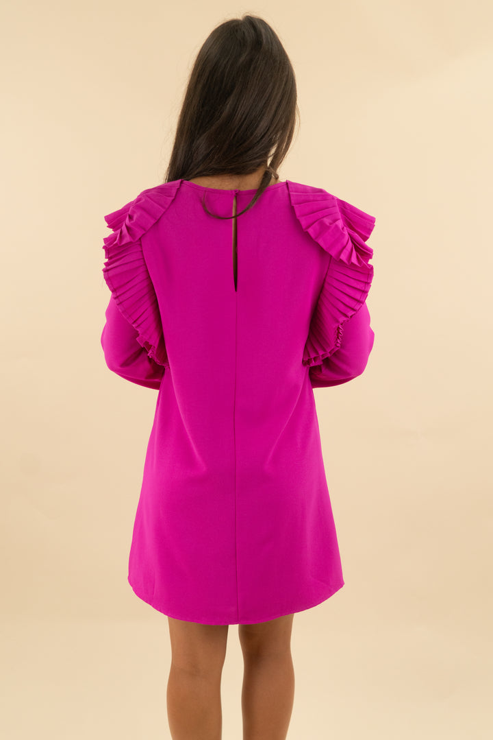 glam magenta long sleeve dress (s; retail $64)