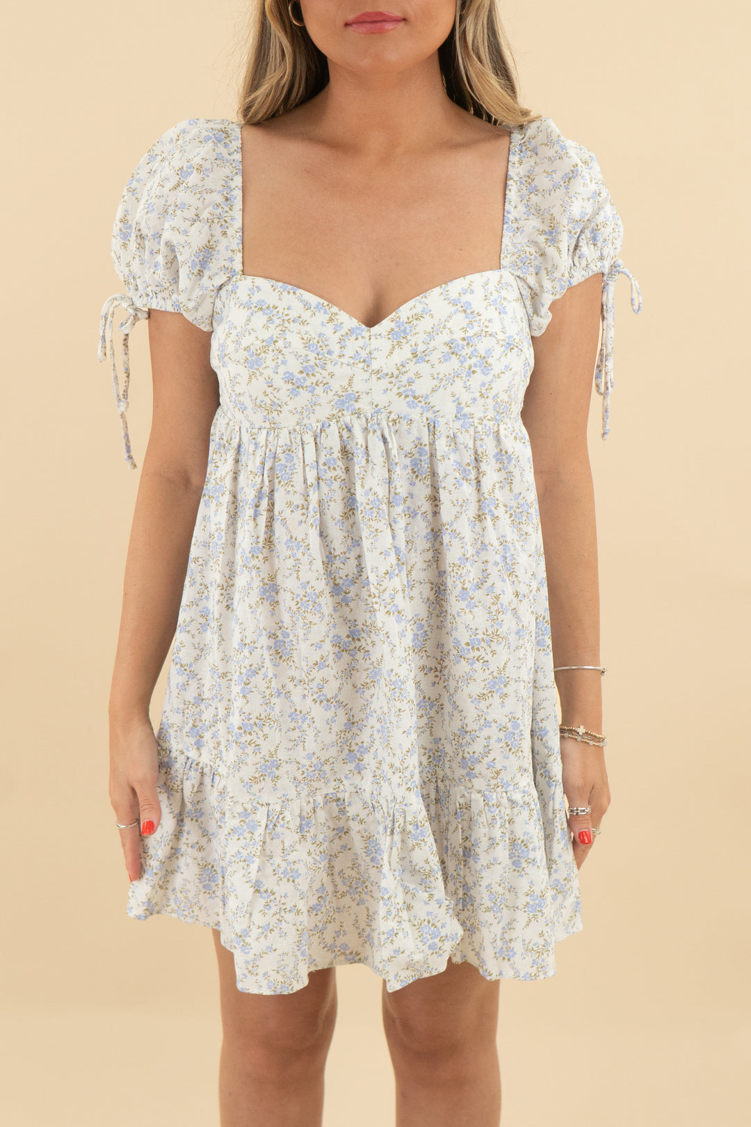 olivaceous white floral mini dress (S; retail $79)
