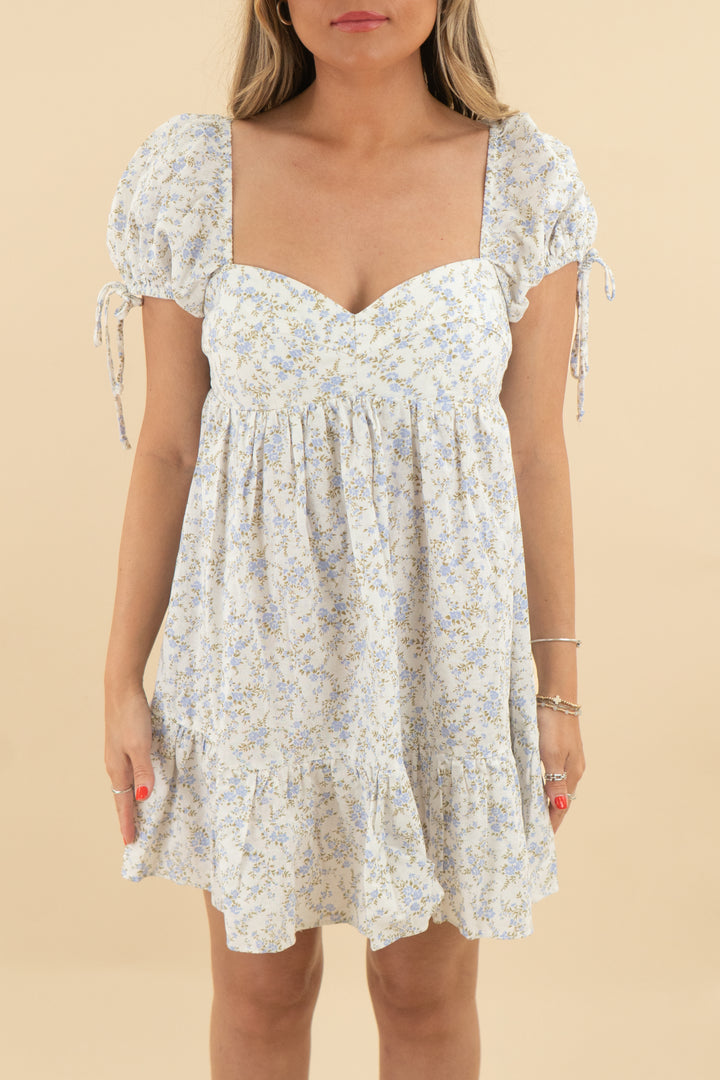 olivaceous white floral mini dress (S; retail $79)