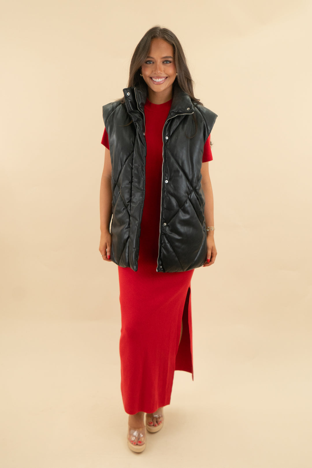 abercrombie and fitch black puffer vest (s; retail $120)