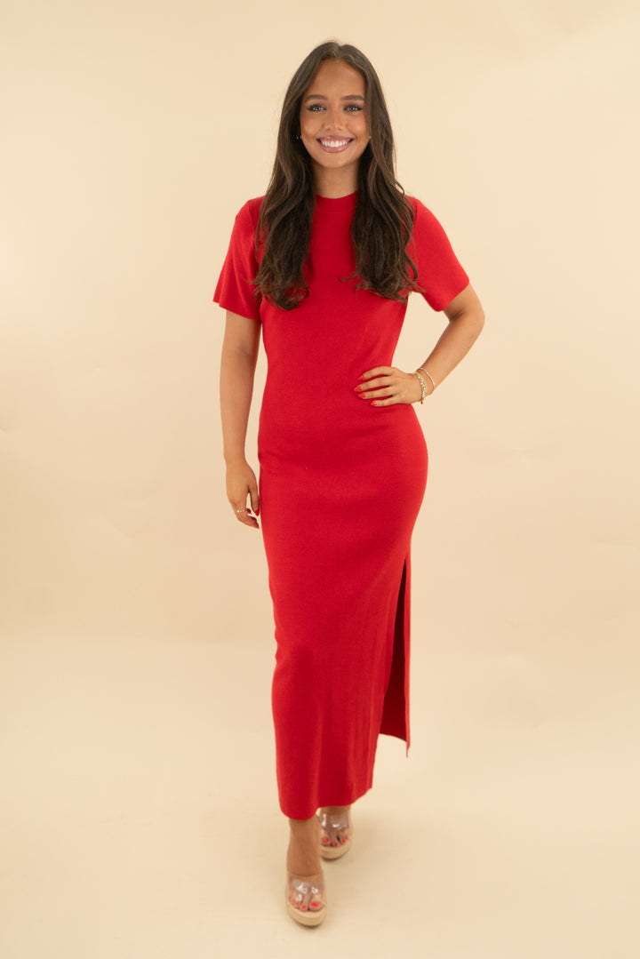 abercrombie & fitch red ribbed dress (m; retail $70)