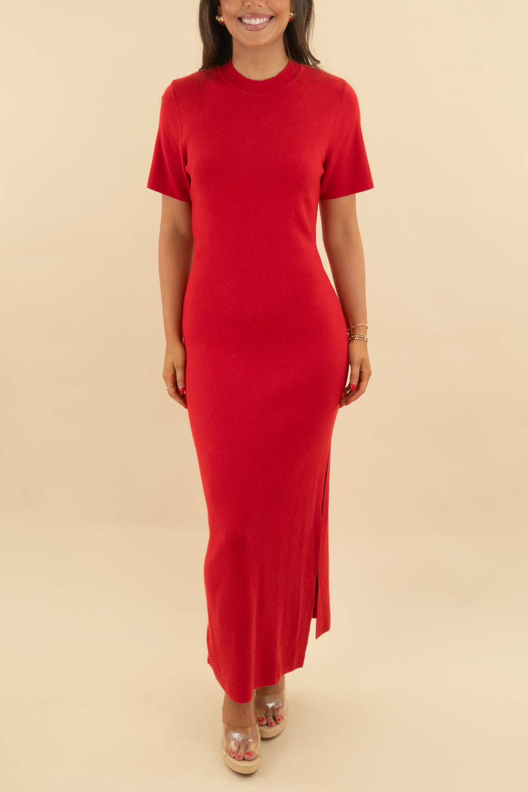 abercrombie & fitch red ribbed dress (m; retail $70)