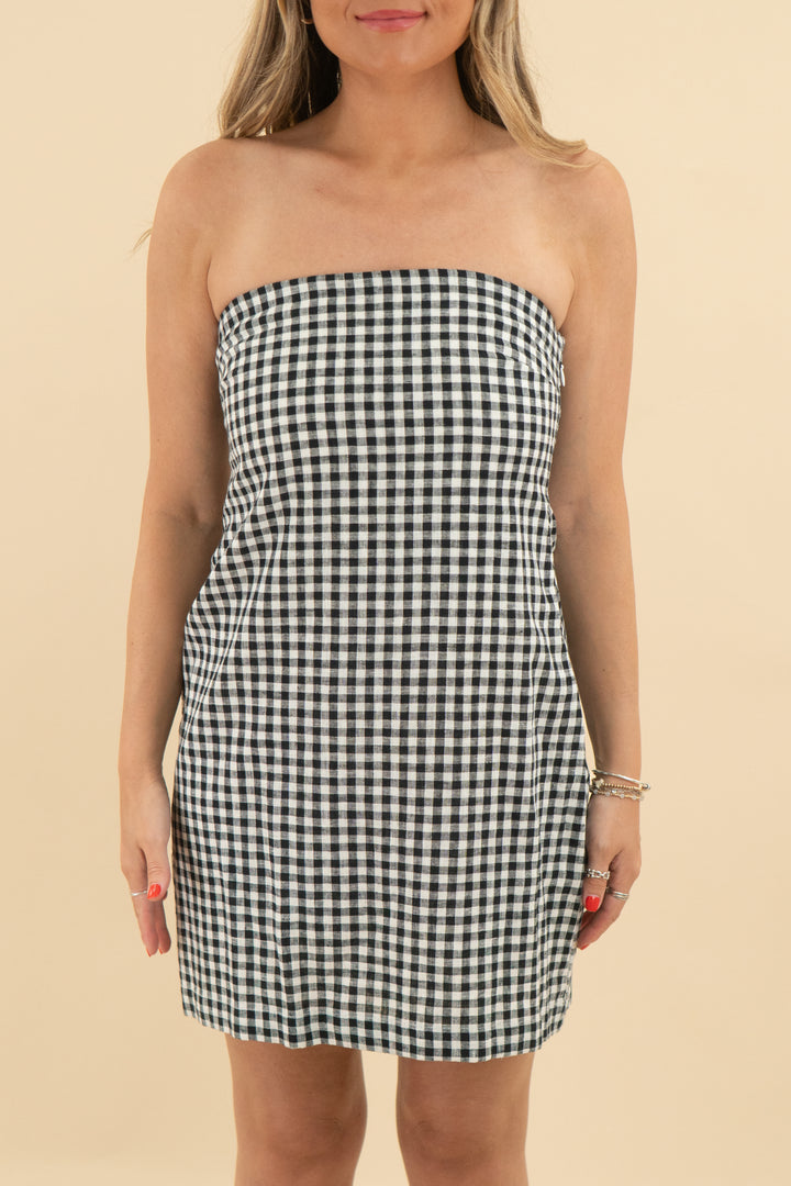 abercrombie & fitch gingham black and white mini dress (s; retail $79)