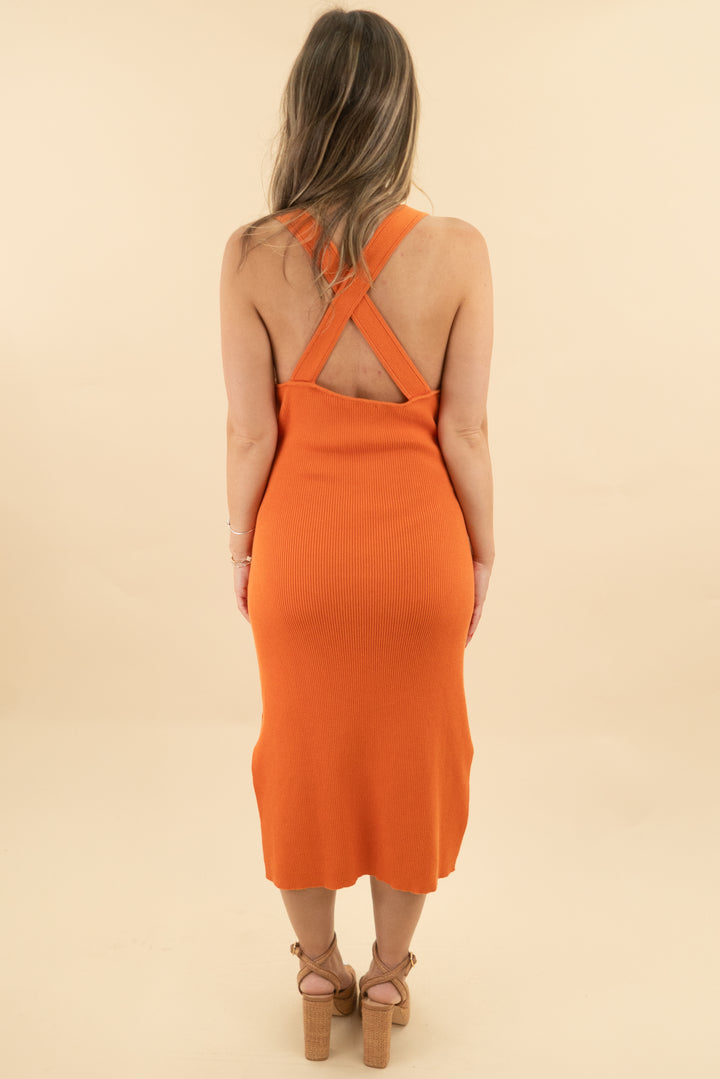 kerisma orange ribbed maxi dress NWT (s; retail $188)