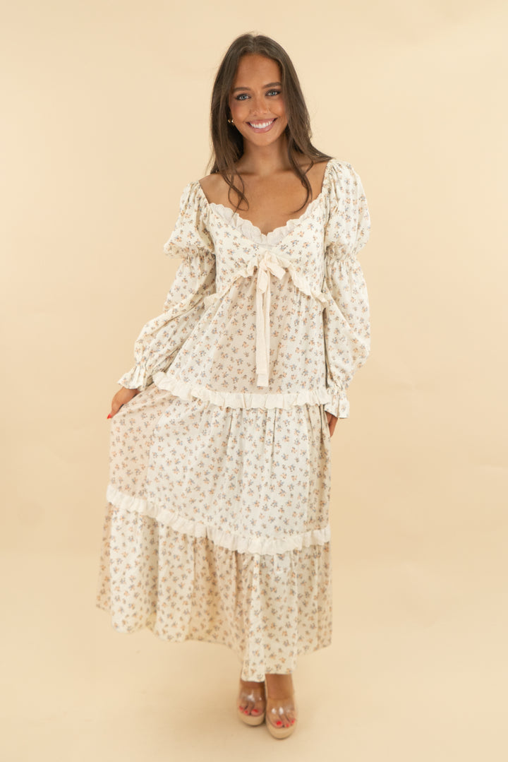 rareraw ivory floral maxi dress (s; retail $66.99)
