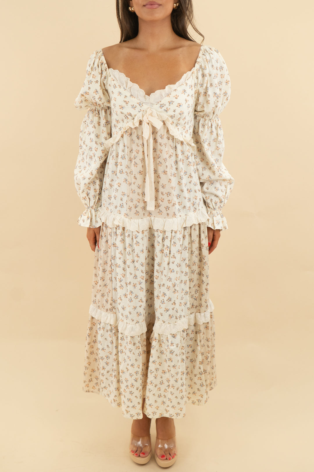 rareraw ivory floral maxi dress (s; retail $66.99)