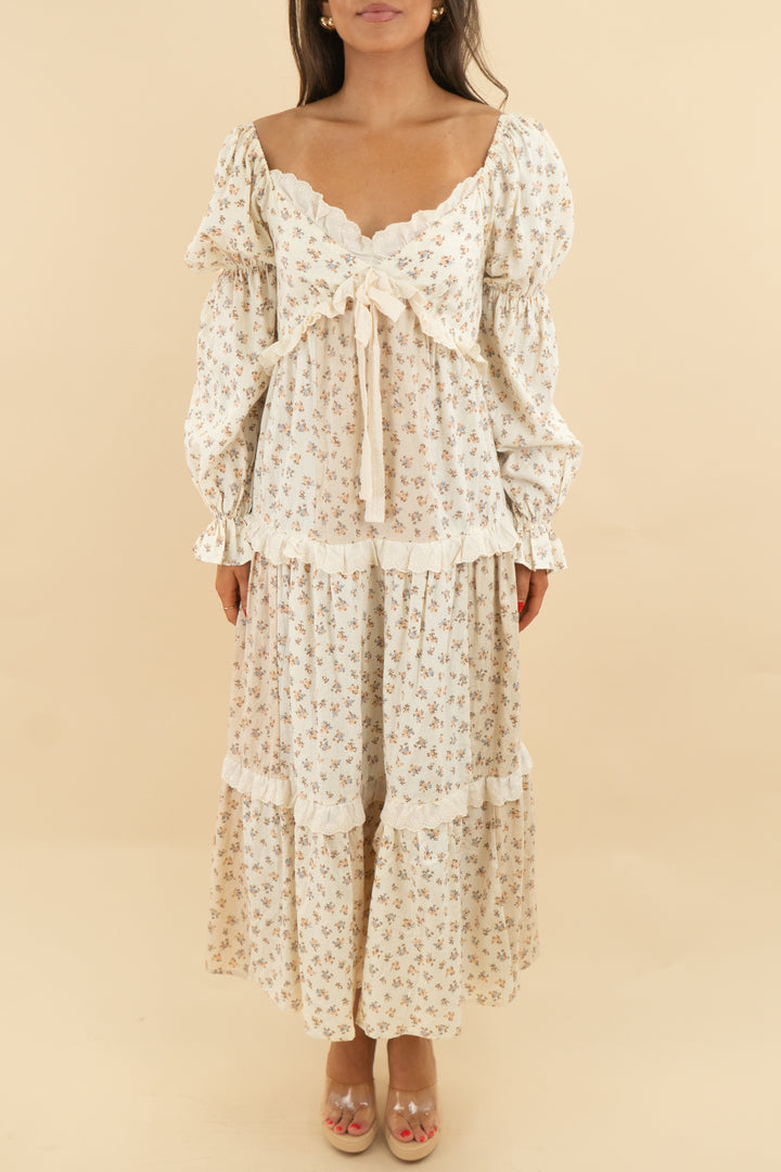 rareraw ivory floral maxi dress (s; retail $66.99)